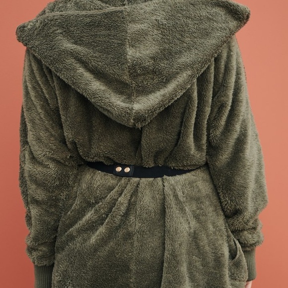 GREEN FLEECE HOODIE OOOOH SO SOFT teddy - Picture 4 of 4